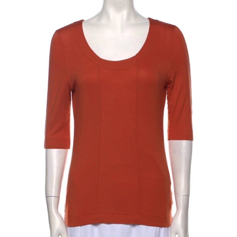 Akris Punto scoop neck Tshirt, orange, Size 12